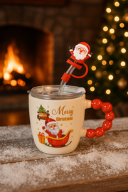 🎅 Festive “Merry Christmas” Santa Mug with Straw & Lid Set