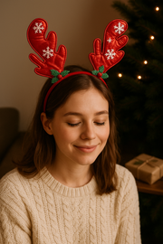 Christmas Reindeer Antler Headband – Gold & Red (Set of 2)