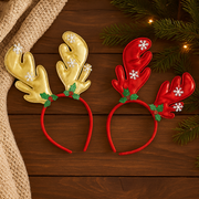 Christmas Reindeer Antler Headband – Gold & Red (Set of 2)