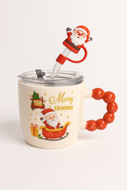 🎅 Festive “Merry Christmas” Santa Mug with Straw & Lid Set