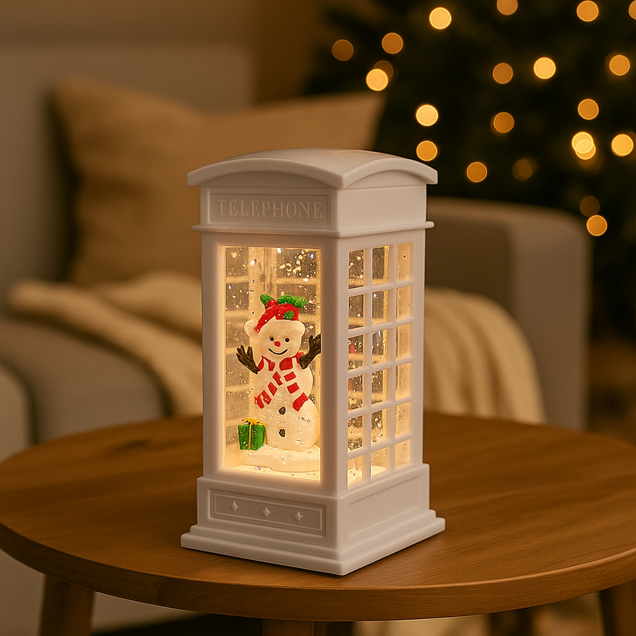 Coral Tree Christmas LED Telephone Booth Lantern – Santa / Snowman / Tree Décor