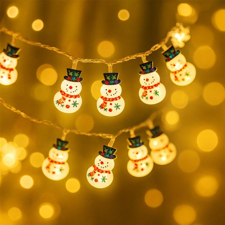 Coral Tree 10-LED Snowman String Lights – Warm Glow Christmas Decor