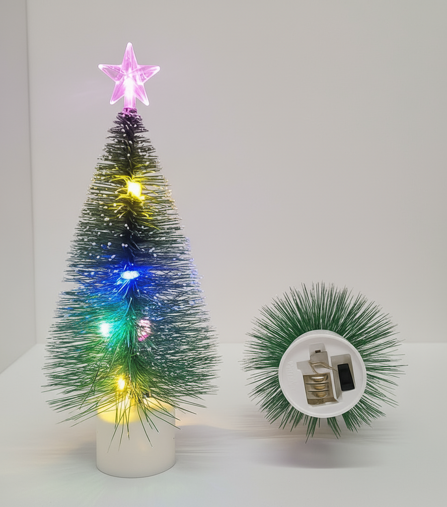 Coral Tree Set of 5 LED Fiber Optic Mini Christmas Trees – Color-Changing, Battery Operated 🎄