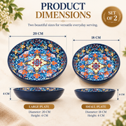 Coral Tree Multicolour Floral Ceramic Serving Plates – Set of 2