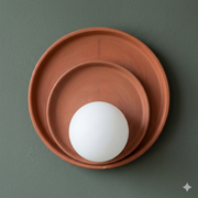 Handcrafted Terracotta Nesting Wall Sconce – Modern Minimalist Asymmetric Design with G9 LED Glow