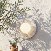 Luxury Carrera White Marble Round Wall Sconce – Minimalist Handcrafted Design with G9 LED Glow