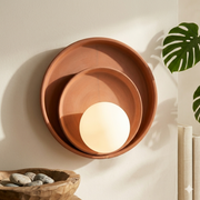Handcrafted Terracotta Nesting Wall Sconce – Modern Minimalist Asymmetric Design with G9 LED Glow