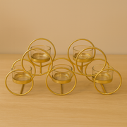 Elegant Gold Metal & Glass T-Light Candle Holder – 5 Holder Design