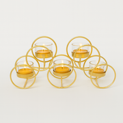 Elegant Gold Metal & Glass T-Light Candle Holder – 5 Holder Design