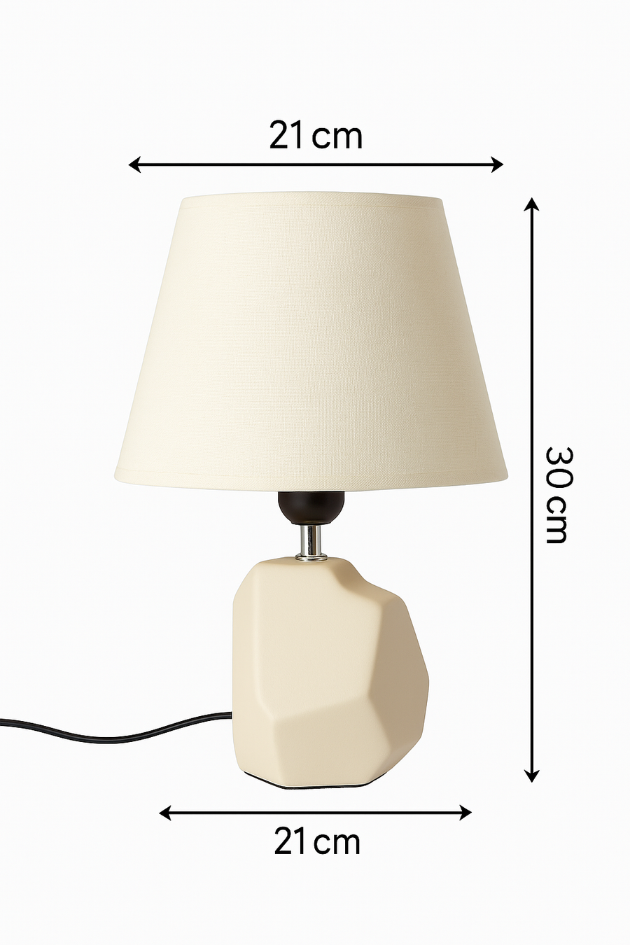 Modern Geometric Ceramic Table Lamp – Beige & Gray Finish with Off-White Shade