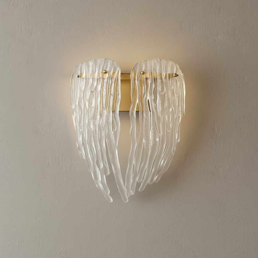 Glass Cascade Wall Light | Modern Sculptural Glass Wall Sconce with Brass Finish