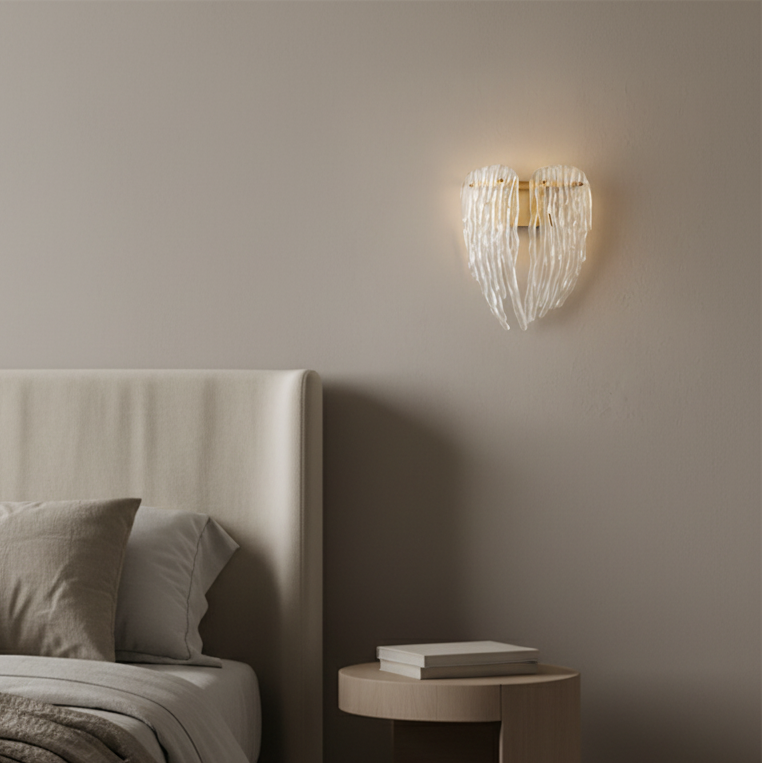 Glass Cascade Wall Light | Modern Sculptural Glass Wall Sconce with Brass Finish