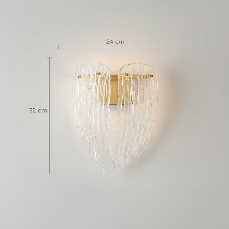 Glass Cascade Wall Light | Modern Sculptural Glass Wall Sconce with Brass Finish