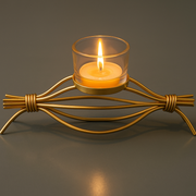 Coral Tree Golden Wire T-Light Candle Holder with Glass Cup – Elegant Home Décor for Living Room, Puja & Festive Decoration