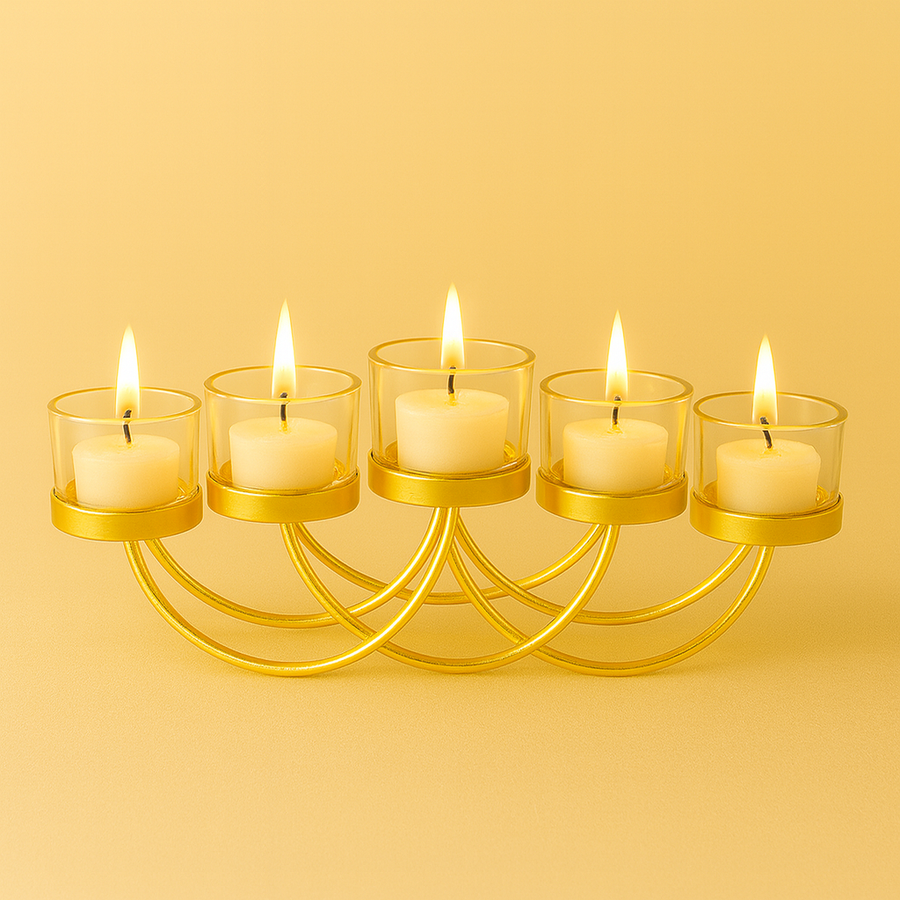 Elegant Gold 5-Candle Holder for Tealights
