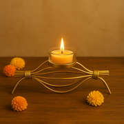 Coral Tree Golden Wire T-Light Candle Holder with Glass Cup – Elegant Home Décor for Living Room, Puja & Festive Decoration