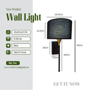 Drum Black Cotton Shade with Metal Base plate Wall Light