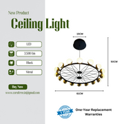 Modern Gold with Black metal 16 Led Chandelier- Round
