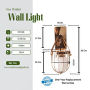 Gold-Toned Antique Finished Armed Cage Wall light