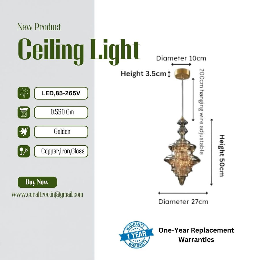 CORAL TREE LED Modern Chandelier Lamp, All Copper Light Elegant Crystal Luxury Chandelier for Living Room, Gold and Clear Glass