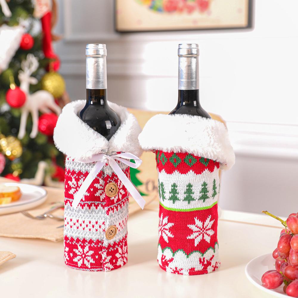 Wool style Christmas Fur Wine Bottle Cover