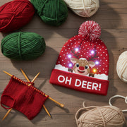 OH DEER LED Wool Winter Cap – 6 Light Modes, Soft Knit, Unisex