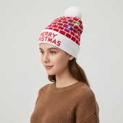 LED Christmas Woolen Beanie Cap – 6 Built-in LEDs, 4 Lighting Modes, Soft Wool, Unisex Free Size