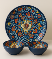 Hand-Painted Ceramic Plate & Bowl Set