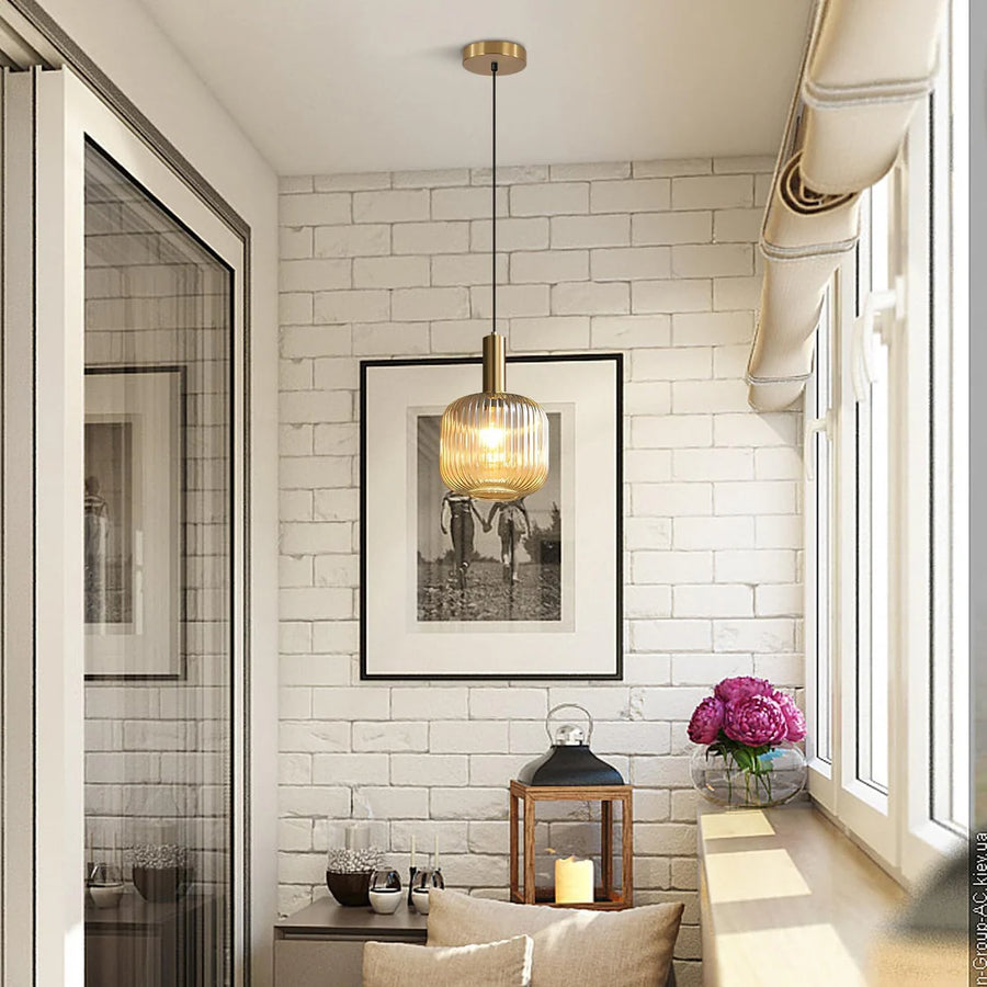 Amber Glass modern Ceiling Light