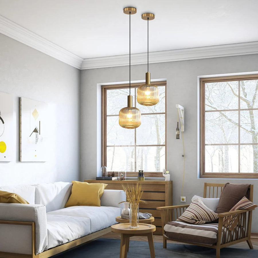 Amber Glass modern Ceiling Light