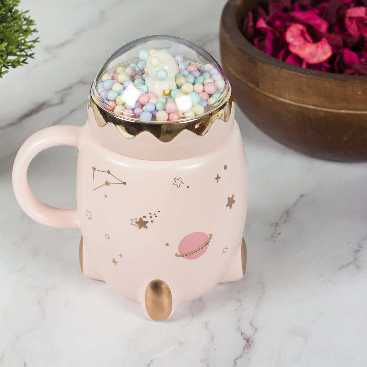 Astronaut Ceramic milk mug - pink
