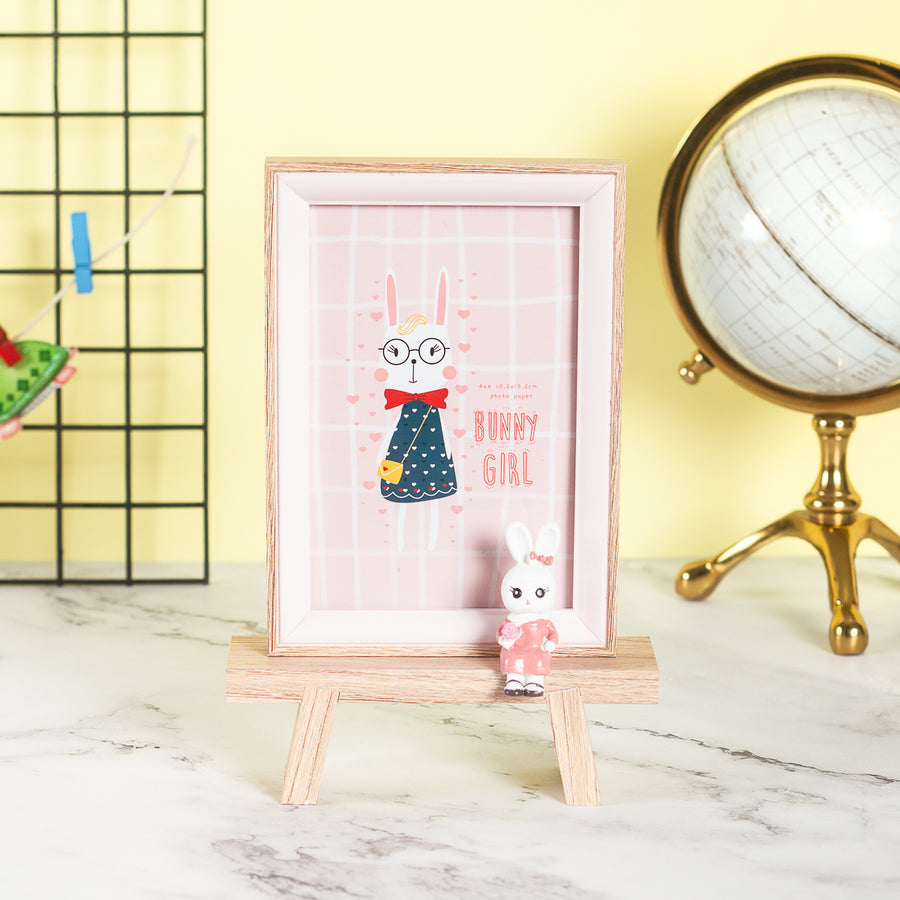 6 inch wooden Photo Frame with Cute Rabbit