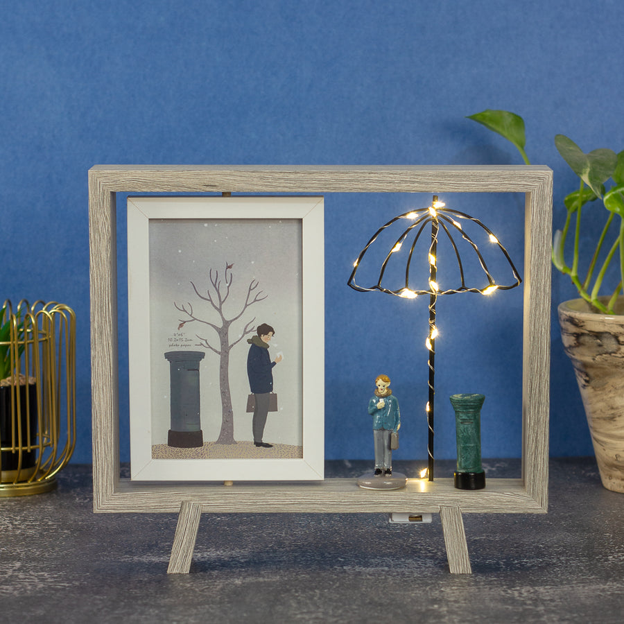 Photo frame with dual frame and Led light- Umbrella style