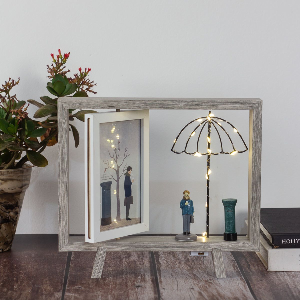 Photo frame with dual frame and Led light- Umbrella style