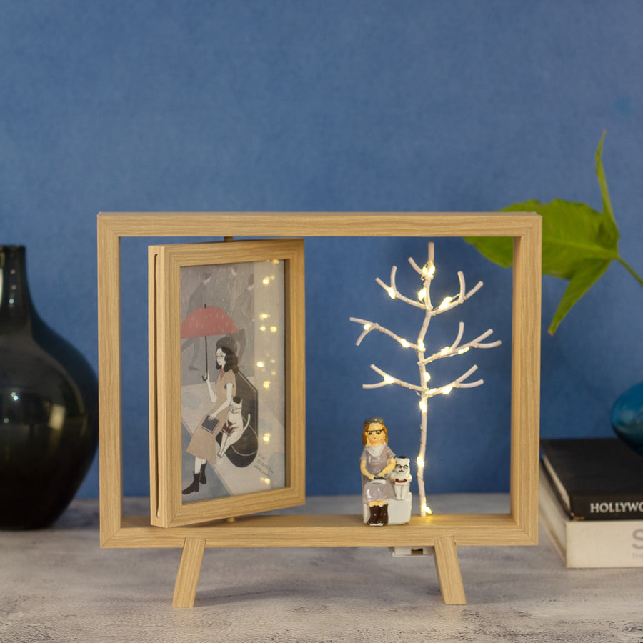 Photo frame with dual frame and Led  light - Tree Style