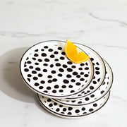 Coral Tree Ceramic Dessert Plate Set of 6 | Black Polka Dot Snack Plate | 15 cm Serving Plate