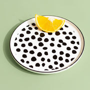 Coral Tree Ceramic Dessert Plate Set of 6 | Black Polka Dot Snack Plate | 15 cm Serving Plate