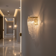 Glass Cascade Wall Light | Modern Sculptural Glass Wall Sconce with Brass Finish