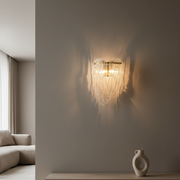Glass Cascade Wall Light | Modern Sculptural Glass Wall Sconce with Brass Finish