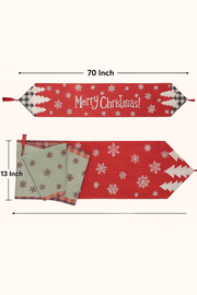 Red Christmas Table Runner – 70 x 13 Inch | Cotton Blend with Snowflake & Christmas