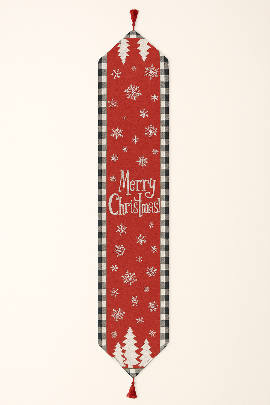Red Christmas Table Runner – 70 x 13 Inch | Cotton Blend with Snowflake & Christmas