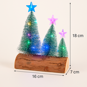 set of 3  Christmas LED Table Tree Set with Wooden Base