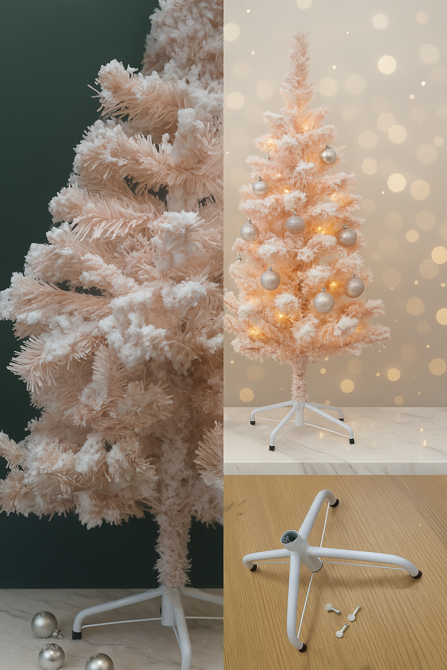 Coral Tree Pink Snowy Christmas Tree with Metal Stand – 150 cm