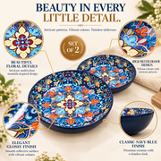 Coral Tree Multicolour Floral Ceramic Serving Plates – Set of 2