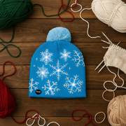 Coral Tree Snowflick Blue LED Wool Cap – 6 LEDs, 4 Light Modes, Winter Beanie, Unisex Free Size