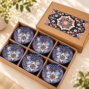 Coral Tree Multicolour Floral Ceramic Serving Bowls with Decorative Gift Box – Set of 6