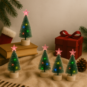 Coral Tree Set of 5 LED Fiber Optic Mini Christmas Trees – Color-Changing, Battery Operated 🎄