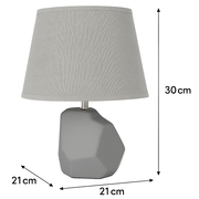 Modern Geometric Ceramic Table Lamp – Beige & Gray Finish with Off-White Shade