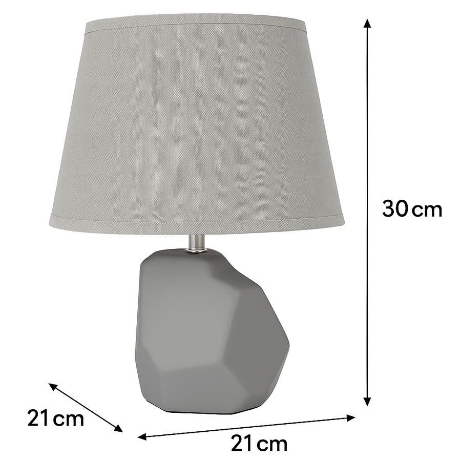 Modern Geometric Ceramic Table Lamp – Beige & Gray Finish with Off-White Shade