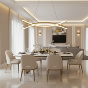 Modern Sculptural LED Chandelier in Gold Finish | Contemporary Hanging Ceiling Light